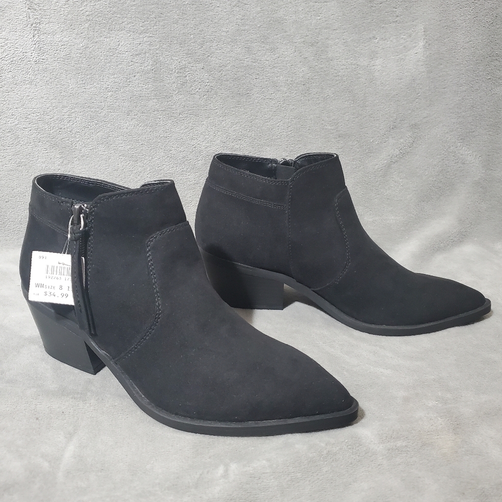 American Eagle Black Faux Suede Ankle Boots with Zipper NWT